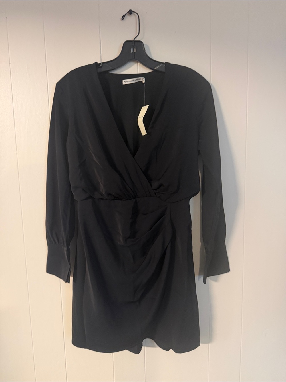 Abercrombie & Fitch Black Long-Sleeve Wrap Dress